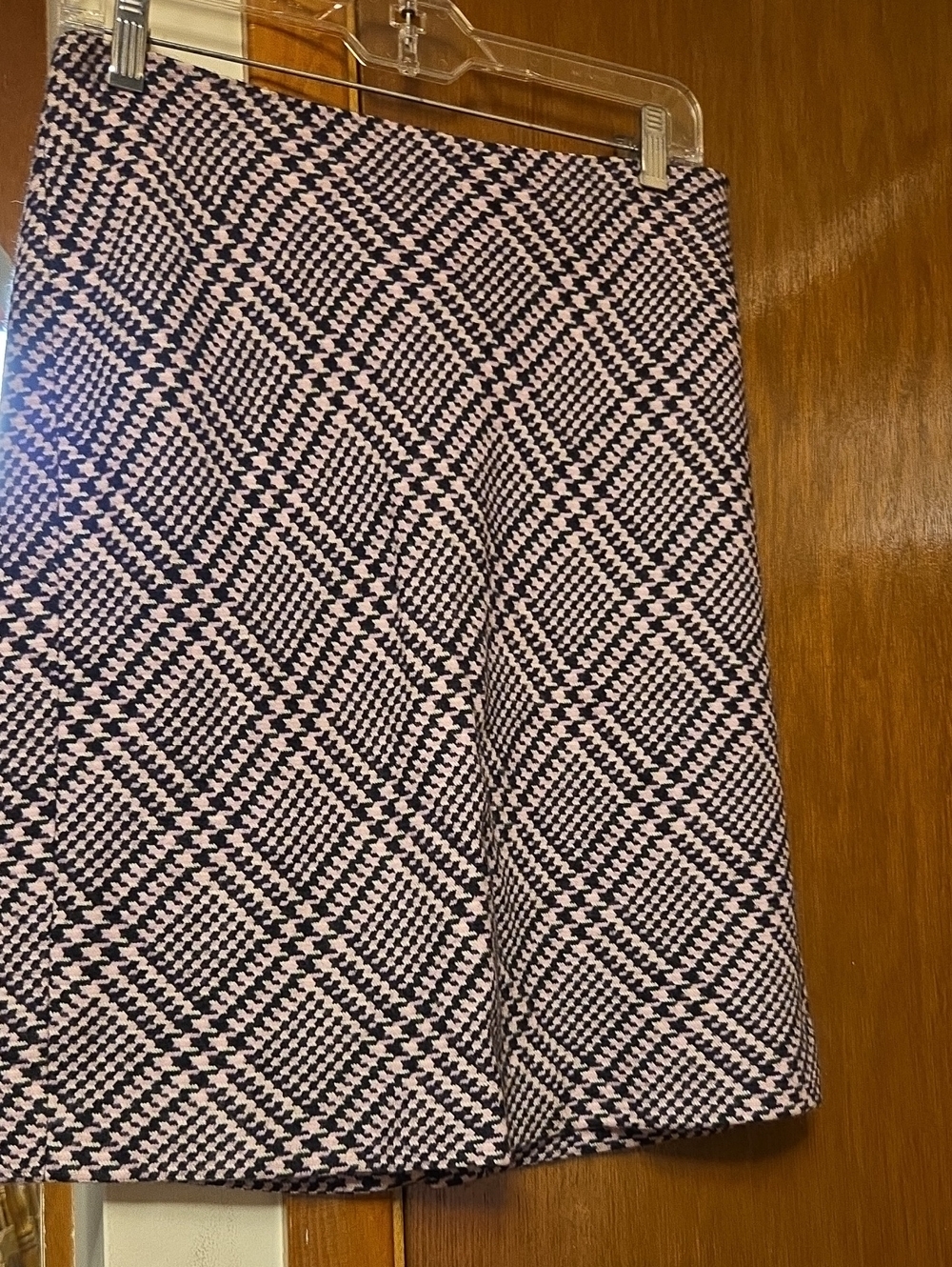 WORN ONCE LOFT Pink and Black Geometric A-Line Skirt